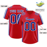 Custom Red Royal and White Side Stripe Pattern Authentic Football Jersey