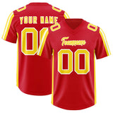 Custom Red Gold and White Side Stripe Pattern Authentic Football Jersey