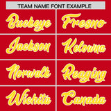 Custom Red Gold and White Side Stripe Pattern Authentic Football Jersey