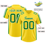 Custom Gold Kelly Green and White Side Stripe Pattern Authentic Football Jersey