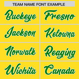 Custom Gold Kelly Green and White Side Stripe Pattern Authentic Football Jersey