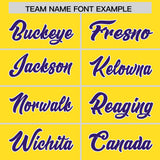 Custom Gold Purple and White Side Stripe Pattern Authentic Football Jersey