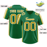 Custom Kelly Green Old Gold and White Side Stripe Pattern Authentic Football Jersey