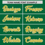 Custom Kelly Green Old Gold and White Side Stripe Pattern Authentic Football Jersey
