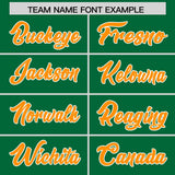 Custom Kelly Green Gold Orange and White Side Stripe Pattern Authentic Football Jersey