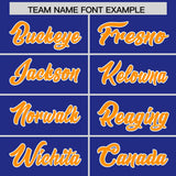 Custom Royal Gold Orange and White Side Stripe Pattern Authentic Football Jersey