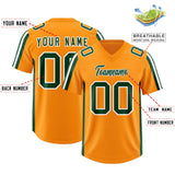 Custom Orange Green and White Side Stripe Pattern Authentic Football Jersey