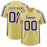 Custom Old Gold Purple and White Side Stripe Pattern Authentic Football Jersey