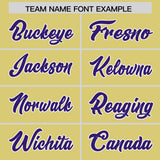 Custom Old Gold Purple and White Side Stripe Pattern Authentic Football Jersey