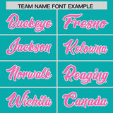 Custom Aqua Pink and White Side Stripe Pattern Authentic Football Jersey