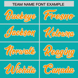 Custom Aqua Orange and White Side Stripe Pattern Authentic Football Jersey