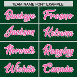 Custom Green Pink and White Side Stripe Pattern Authentic Football Jersey