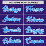Custom Purple Light Blue and White Side Stripe Pattern Authentic Football Jersey