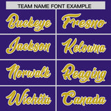 Custom Purple Old Gold and White Side Stripe Pattern Authentic Football Jersey