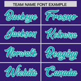 Custom Purple Aqua and White Side Stripe Pattern Authentic Football Jersey