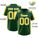Custom Green Gold and White Side Stripe Pattern Authentic Football Jersey