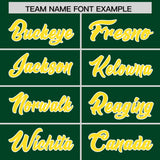 Custom Green Gold and White Side Stripe Pattern Authentic Football Jersey