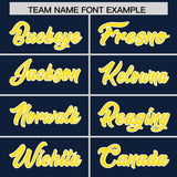 Custom Navy Gold and White Side Stripe Pattern Authentic Football Jersey