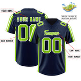 Custom Navy Neon Green and White Side Stripe Pattern Authentic Football Jersey