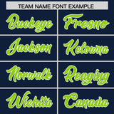 Custom Navy Neon Green and White Side Stripe Pattern Authentic Football Jersey