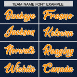 Custom Navy Orange and White Side Stripe Pattern Authentic Football Jersey