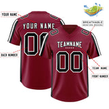 Custom Cardinal Black and White Side Stripe Pattern Authentic Football Jersey