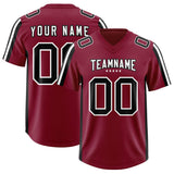 Custom Cardinal Black and White Side Stripe Pattern Authentic Football Jersey