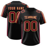 Custom Black Cardinal and Old Gold Side Stripe Pattern Authentic Football Jersey