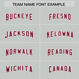Custom Gray Crimson and White Side Stripe Pattern Authentic Football Jersey