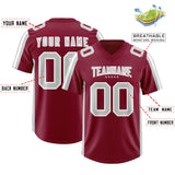 Custom Cardinal Gray and White Side Stripe Pattern Authentic Football Jersey