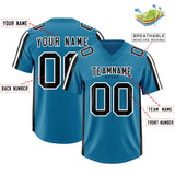 Custom Panther Blue Black and White Side Stripe Pattern Authentic Football Jersey