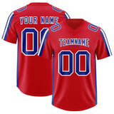 Custom Red Royal and White Side Stripe Pattern Authentic Football Jersey