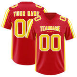 Custom Red Gold and White Side Stripe Pattern Authentic Football Jersey