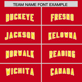 Custom Red Gold and White Side Stripe Pattern Authentic Football Jersey