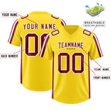 Custom Gold Cardinal and White Side Stripe Pattern Authentic Football Jersey