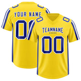 Custom Gold Royal and White Side Stripe Pattern Authentic Football Jersey