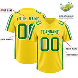 Custom Gold Kelly Green and White Side Stripe Pattern Authentic Football Jersey