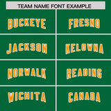 Custom Kelly Green Gold Orange and White Side Stripe Pattern Authentic Football Jersey