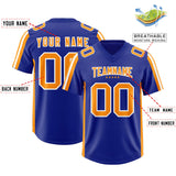 Custom Royal Gold Orange and White Side Stripe Pattern Authentic Football Jersey
