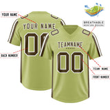 Custom Champagne Olive and White Side Stripe Pattern Authentic Football Jersey