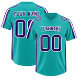 Custom Aqua Purple and White Side Stripe Pattern Authentic Football Jersey