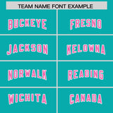 Custom Aqua Pink and White Side Stripe Pattern Authentic Football Jersey