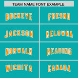 Custom Aqua Orange and White Side Stripe Pattern Authentic Football Jersey