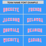 Custom Light Blue Pink and White Side Stripe Pattern Authentic Football Jersey