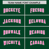 Custom Green Pink and White Side Stripe Pattern Authentic Football Jersey