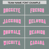 Custom Grey Pink and White Side Stripe Pattern Authentic Football Jersey