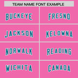 Custom Pink Aqua and White Side Stripe Pattern Authentic Football Jersey