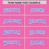 Custom Pink Light Blue and White Side Stripe Pattern Authentic Football Jersey