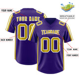 Custom Purple Old Gold and White Side Stripe Pattern Authentic Football Jersey
