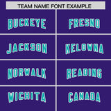 Custom Purple Aqua and White Side Stripe Pattern Authentic Football Jersey